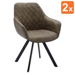 Stoelen | TITAN DIAMOND | Microvezel/Metaal | Olive | Zwarte, Verzenden, Nieuw in verpakking