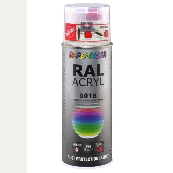 Dupli-Color Ral Acryl Ral 9016 Verkeerswit Hoogglans 400 ml, Doe-het-zelf en Verbouw, Verf, Beits en Lak, Nieuw, Ophalen of Verzenden