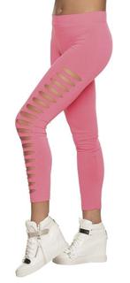 Neon legging roze met gaten, Verzenden, Nieuw, Feestartikel