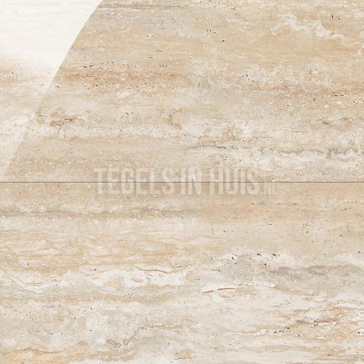 Vloertegel / wandtegel travertin beige gepolijst 60x120, Doe-het-zelf en Verbouw, Tegels, Vloertegels, Nieuw, 10 m² of meer, Keramiek