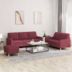 vidaXL 3-delige Loungeset met kussens stof wijnrood, Huis en Inrichting, Verzenden, 150 tot 200 cm, Nieuw, Stof