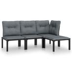 Zwarte Rattan Loungeset 4-delig - Tweedekansje - Comforta..., Tuin en Terras, Tuinsets en Loungesets, 4 zitplaatsen, Rotan, Nieuw