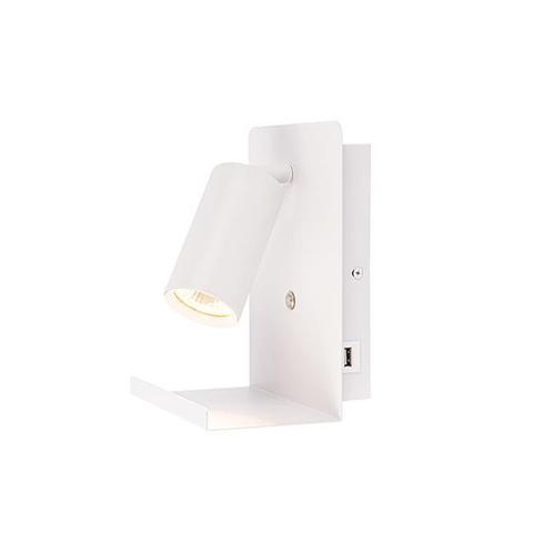 LED Wandlamp Bedlamp met plateau Incl. USB Wit GU10 fitting, Huis en Inrichting, Lampen | Wandlampen, Ophalen of Verzenden