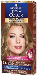 SCHWARZKOPF POLY COLOR CRÈME-HAARVERF 36 MIDDENASBLOND PAK.., Verzenden, Nieuw