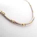 Bicolor gouden fantasie collier; koffieboon | 41 cm, Sieraden, Tassen en Uiterlijk, Kettingen, Ophalen of Verzenden, Gebruikt