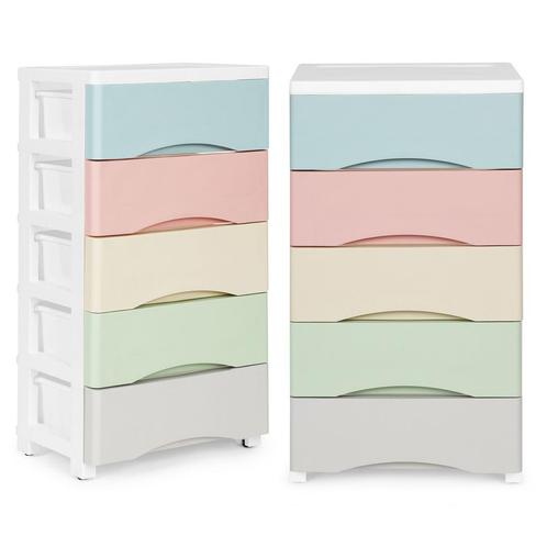 Ladekast met wielen - 5 lades - 75x27x39cm - pastel kleuren, Huis en Inrichting, Kasten | Ladekasten, Nieuw, Ophalen of Verzenden