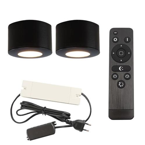2 ronde zwarte veranda opbouwspots Vasso, IP44, incl., Tuin en Terras, Buitenverlichting, Nieuw, Ophalen of Verzenden