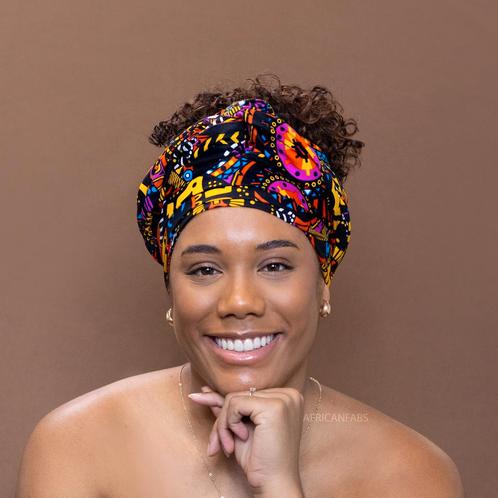 Afrikaanse Donker Multicolor disks hoofddoek - headwrap, Kleding | Dames, Hoeden en Petten, Nieuw, Ophalen of Verzenden