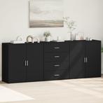 vidaXL Dressoirs 3 st bewerkt hout zwart, Huis en Inrichting, Kasten | Dressoirs, Minder dan 50 cm, Verzenden, 75 cm of meer, Nieuw