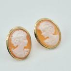 Zilver, Verguld - Oorbellen - Cammei met de hand uitgesneden, Antiek en Kunst