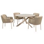 Prado Bernini dining tuinset 130xH75 cm rond 5 delig, Tuin en Terras, Ophalen of Verzenden, Nieuw