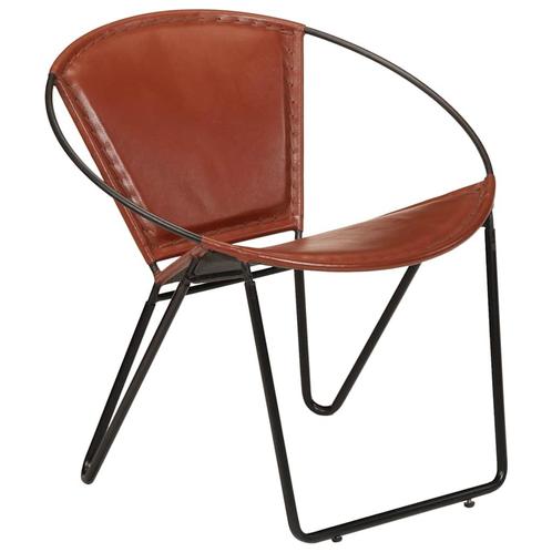vidaXL Stoel echt leer bruin, Huis en Inrichting, Fauteuils, Nieuw, Verzenden