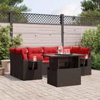 vidaXL 7-delige tuinbankset met kussens, bruin polyrotan, Verzenden, Nieuw, Rotan