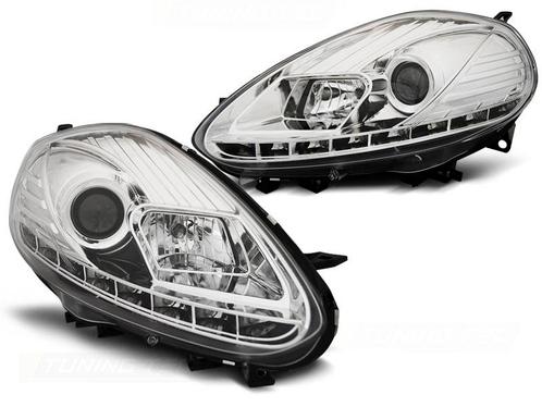 Koplampen Fiat Punto Evo Bj. 09- DRL look chroom, Auto-onderdelen, Overige Auto-onderdelen, Ophalen of Verzenden