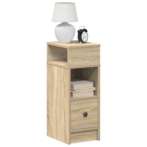 vidaXL Nachtkastjes 2 st met lade 25x31x66 cm sonoma, Huis en Inrichting, Slaapkamer | Nachtkastjes, Nieuw, Hout, Verzenden