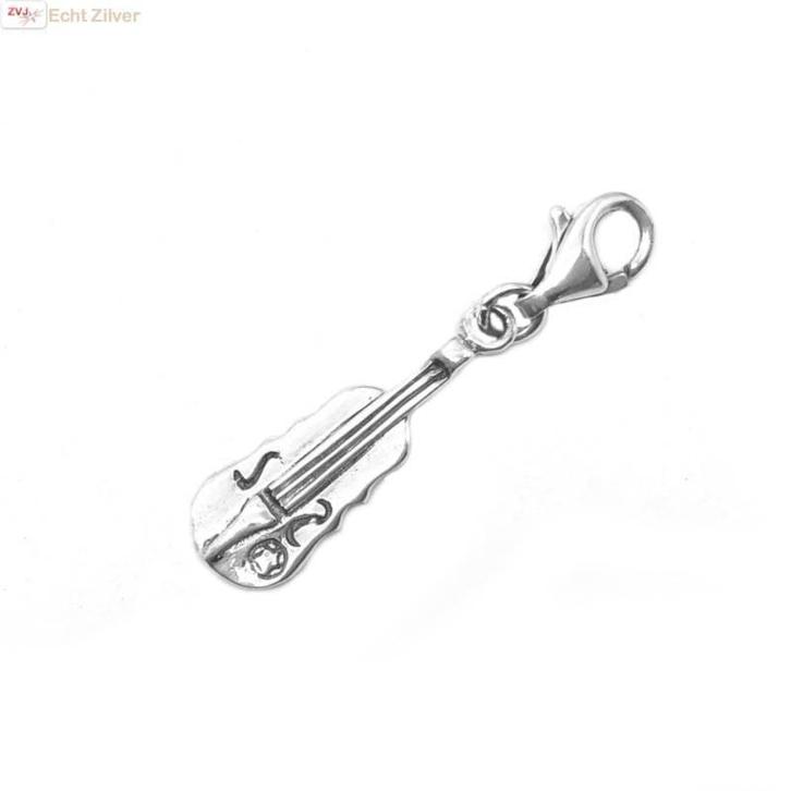 Zilveren charm bedel viool, Sieraden, Tassen en Uiterlijk, Bedels, Nieuw, Verzenden