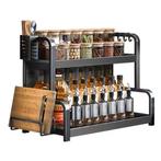 Staand Kruidenrek met 2 Niveaus, Haken en Snijplankhouder, Verzenden, Nieuw