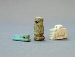 Oud-Egyptisch Faience Amulet, Three amulets van Pataikos,