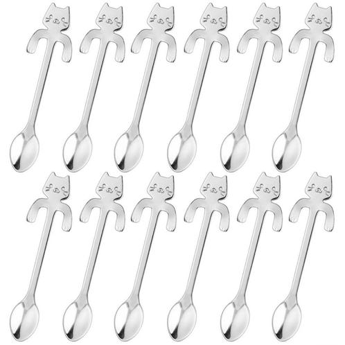 Fako Bijoux® - 12x Theelepel / Koffielepel Hangende Kat -, Huis en Inrichting, Keuken | Bestek, Verzenden