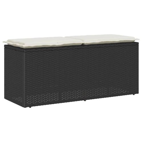 vidaXL Tuinbank met kussen 110x40x44 cm poly rattan zwart, Tuin en Terras, Tuinbanken, Nieuw, Rotan, Verzenden
