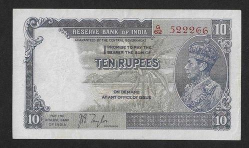 India. - 10 Rupees ND (1937) - Pick 19a (Zonder, Postzegels en Munten, Munten | Nederland
