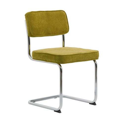 *WOONWINKEL* Ribstof Eetkamerstoel Groen Met Chroom, Huis en Inrichting, Stoelen, Nieuw, Stof, Verzenden