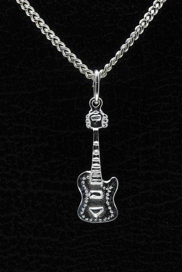 Zilveren Gitaar ketting hanger - electrisch klein, Sieraden, Tassen en Uiterlijk, Kettinghangers, Verzenden