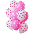 Ballonnen Roze en Wit Polka Dots Premium - 12 Stuks, Nieuw, Ophalen of Verzenden
