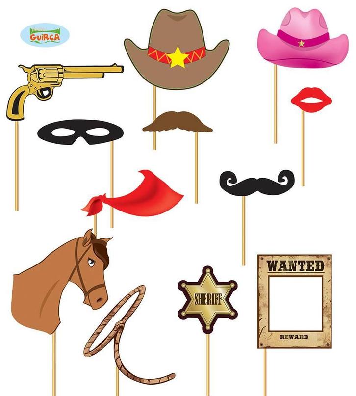 Photo booth props Cowboy 12st, Kleding | Dames, Carnavalskleding en Feestkleding, Nieuw, Ophalen of Verzenden