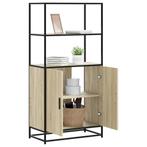vidaXL buffetkast 68x35x139 cm bewerkt hout en metaal zwart, Verzenden, Nieuw, Overige houtsoorten