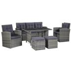 vidaXL 6-delige Loungeset met kussens poly rattan grijs, 6 zitplaatsen, Nieuw, Loungeset, Verzenden