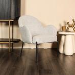 Fauteuil Tess - Lichtgrijs/Creme - Boucle, Verzenden, Nieuw