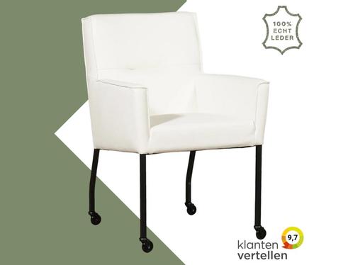 Leren eetkamerstoel Lucky - Toledo Purewhite (wit), Huis en Inrichting, Stoelen, Eén, Wit, Nieuw, Leer, Ophalen of Verzenden