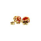 Gouden solitair oorstekers met bloedkoraal 14 krt, Sieraden, Tassen en Uiterlijk, Oorbellen, Ophalen of Verzenden, Nieuw