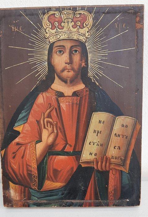 Icoon - Christus Pantokrator - Hout, Antiek en Kunst, Kunst | Niet-Westerse kunst