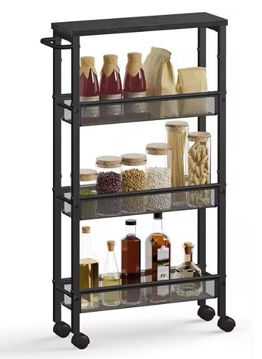 Smalle Keukentrolley 4 Lagen – Op Wielen, Staal & Hout, Huis en Inrichting, Keuken | Keukenelementen, Nieuw, Verzenden