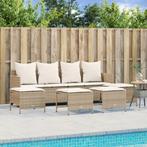 vidaXL 5-delige Loungeset met kussens poly rattan beige, Tuin en Terras, Tuinsets en Loungesets, Verzenden, Nieuw, Rotan, Loungeset