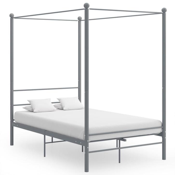 vidaXL Hemelbedframe metaal grijs 120x200 cm, Huis en Inrichting, Slaapkamer | Bedden, 120 cm, 200 cm, Grijs, Twijfelaar, Nieuw