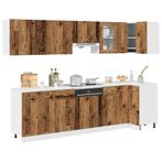 vidaXL 11-delige Keukenkastenset Lyon bewerkt hout oud, Huis en Inrichting, Keuken | Keukenelementen, Verzenden, Nieuw, Bruin