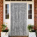 vidaXL Vliegengordijn 90x200 cm chenille grijs en zwart-wit, Verzenden, Nieuw, Grijs