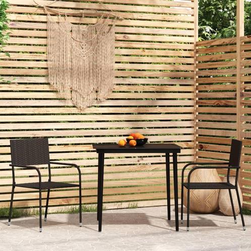 vidaXL 3-delige Tuinset zwart, Tuin en Terras, Tuinsets en Loungesets, Tuinset, Nieuw, 2 zitplaatsen, Rotan, Verzenden