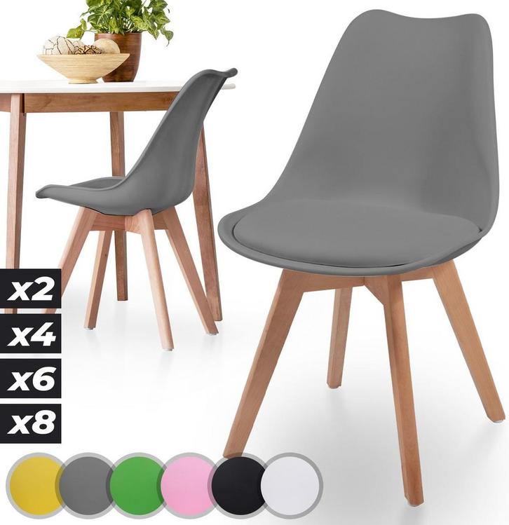 Eetkamerstoelen - Kuipstoelen - Kunststof - Grijs - Set van, Huis en Inrichting, Stoelen, Nieuw, Verzenden