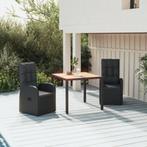 vidaXL 3-delige Tuinset met kussens poly rattan zwart, Tuin en Terras, Verzenden, Nieuw, Rotan, Tuinset