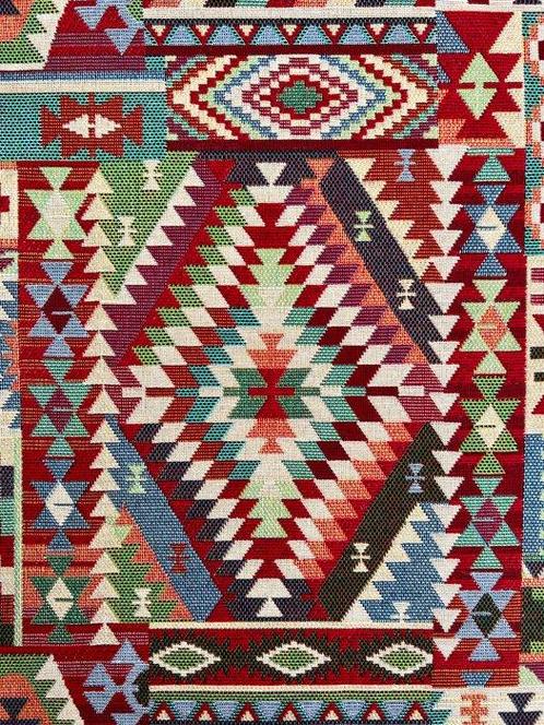 Exclusieve dubbelbrede etnisch bedrukte stof voor decoratie, Antiek en Kunst, Antiek | Kleden en Textiel