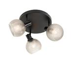 Design spot zwart met smoke glas 3-lichts rond - Chico, Nieuw, Glas, Design
