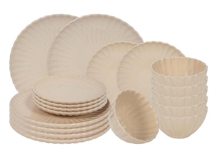 Serviesset Flower - Beige - 18-delig, Huis en Inrichting, Keuken | Servies, Nieuw, Verzenden