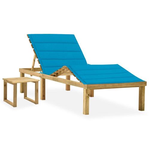 vidaXL Ligbed met tafeltje en kussen geïmpregneerd, Tuin en Terras, Ligbedden, Nieuw, Verzenden