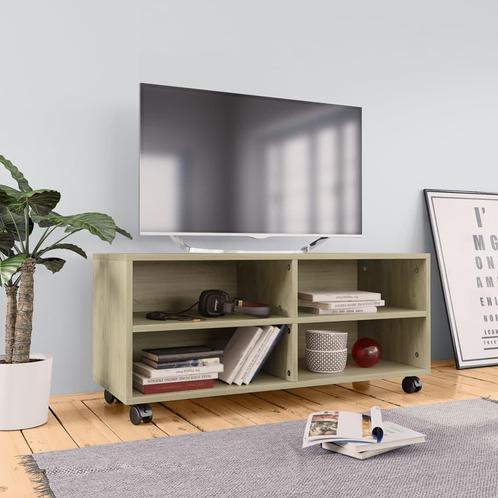 vidaXL Tv-meubel met wieltjes 90x35x35 cm bewerkt hout, Huis en Inrichting, Kasten | Televisiemeubels, 25 tot 50 cm, Nieuw, Overige houtsoorten
