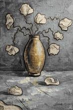 Abstract stilleven met vaas en bloemen, Antiek en Kunst, Ophalen of Verzenden