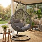 Tuin Hangstoel XL Grijs | Staal/PVC | OP=OP, Nieuw, Ophalen of Verzenden, Met standaard, Eenpersoons
